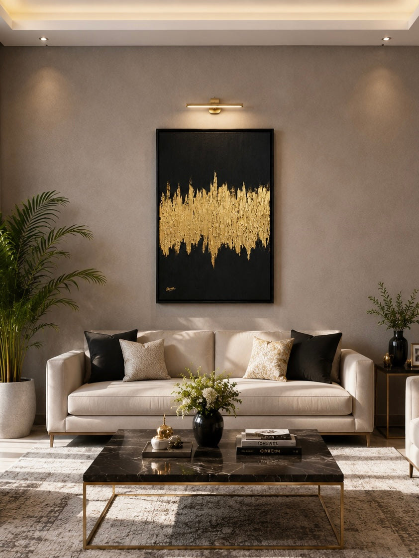 Golden Horizon – Abstract Painting by Zirwa Mazhar
