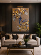 Graceful Birds & Golden Foliage – Acrylic Painting by Zirwa Mazhar