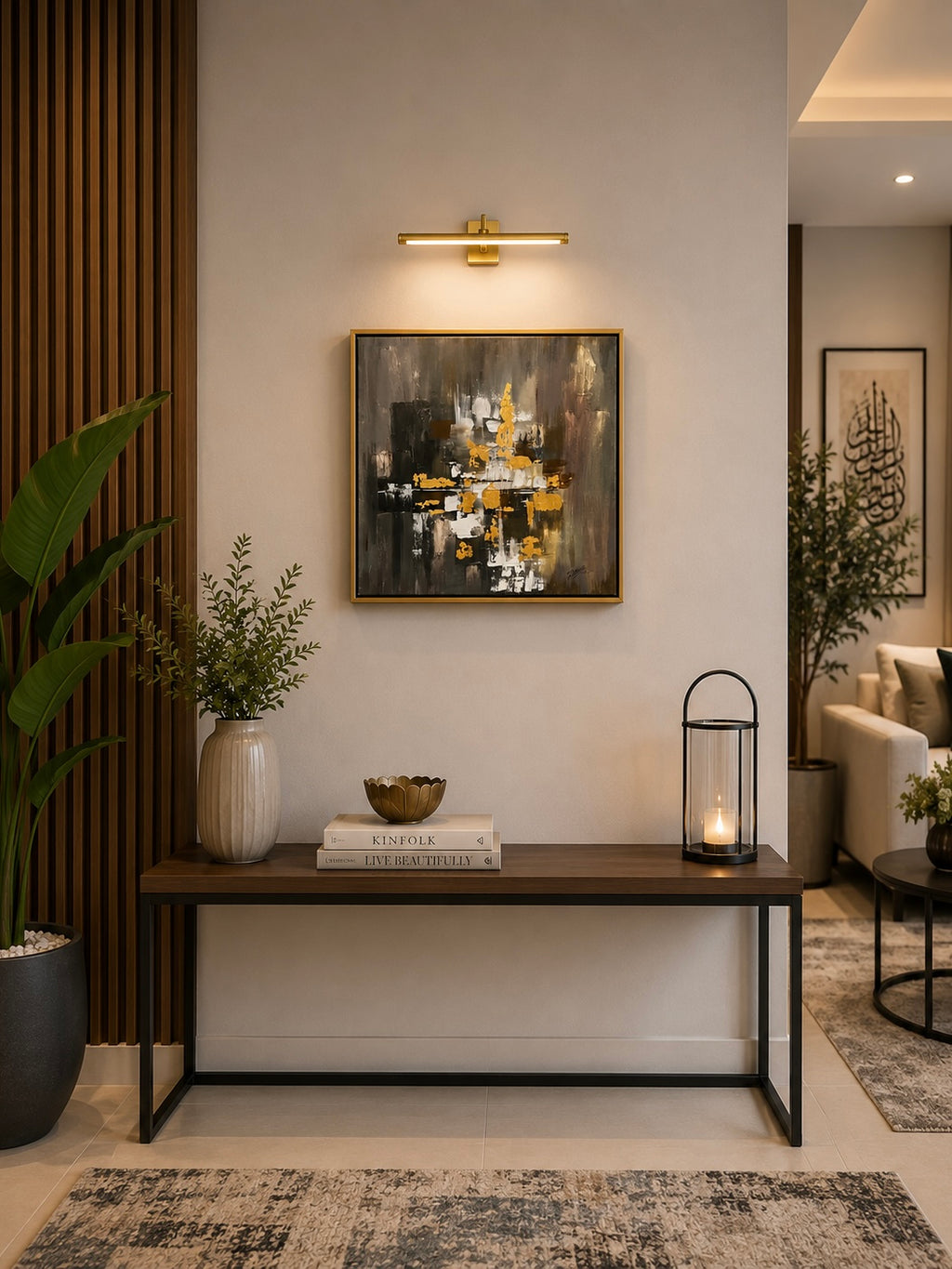 Abstract Gold Strokes – Contemporary Abstract Painting by Zirwa Mazhar