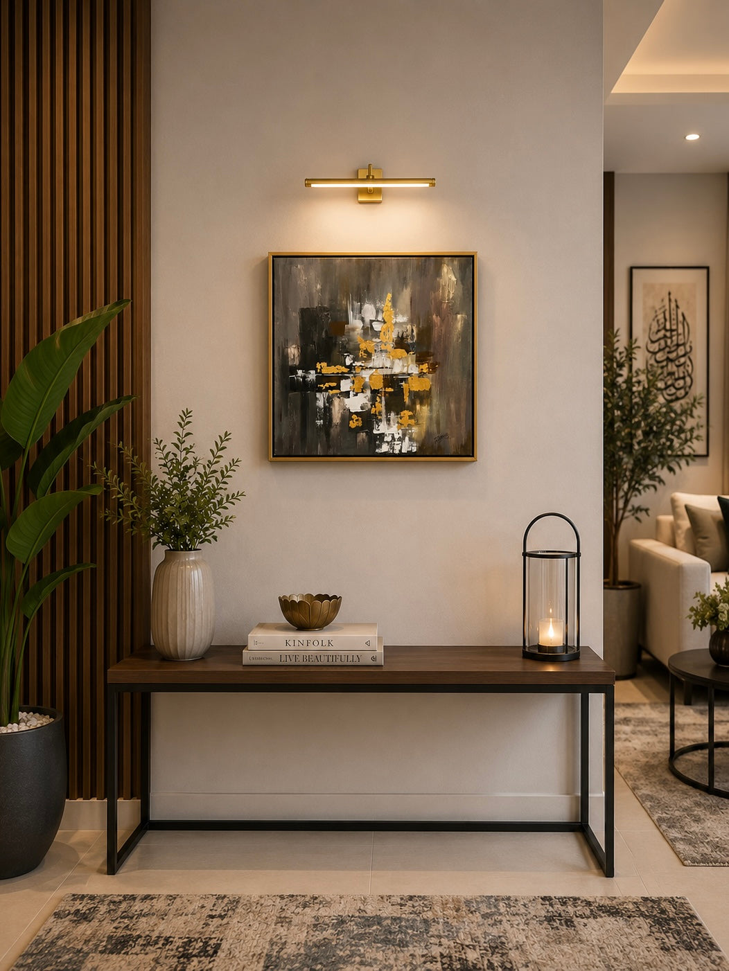 Abstract Gold Strokes – Contemporary Abstract Painting by Zirwa Mazhar