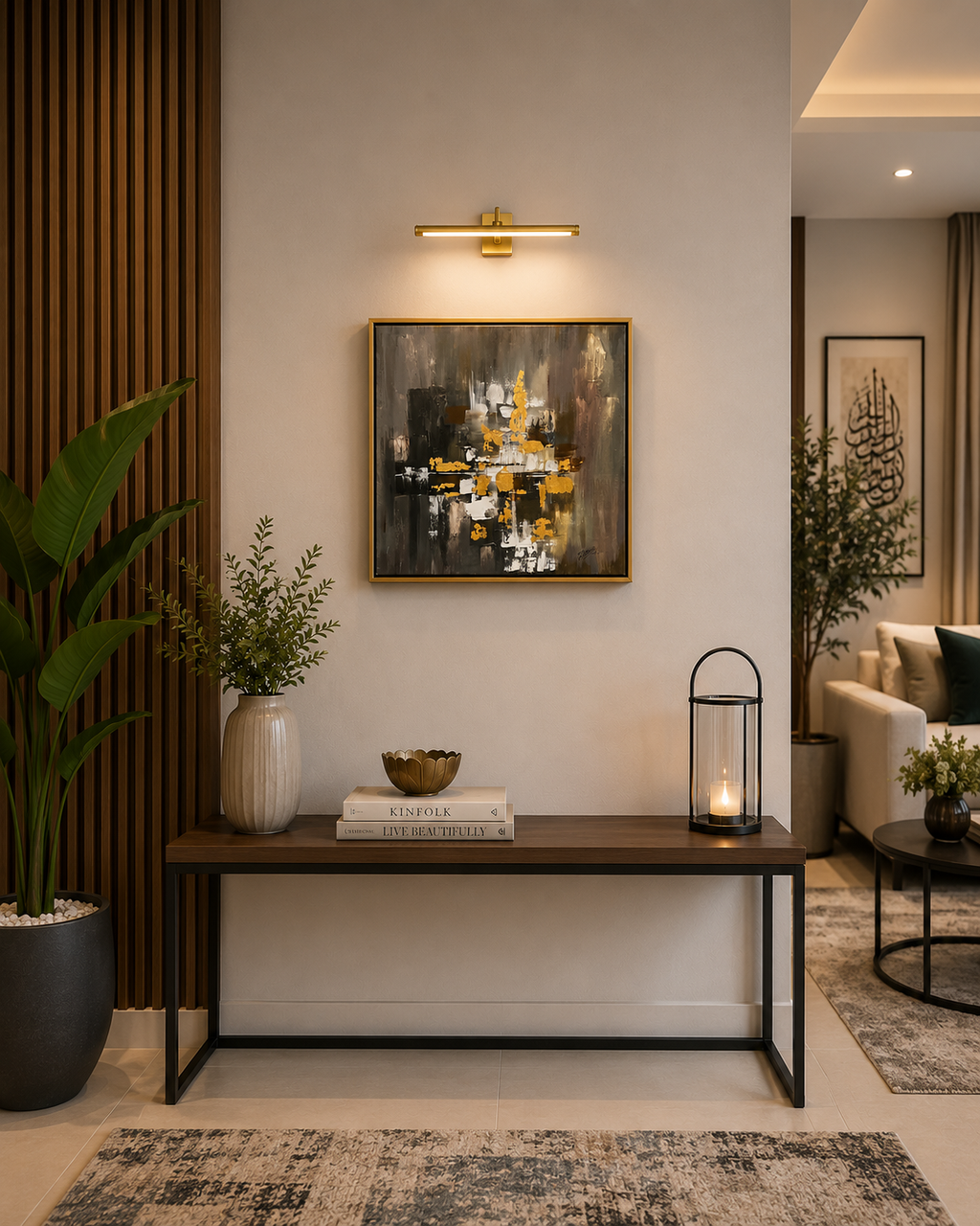 Abstract Gold Strokes – Contemporary Abstract Painting by Zirwa Mazhar
