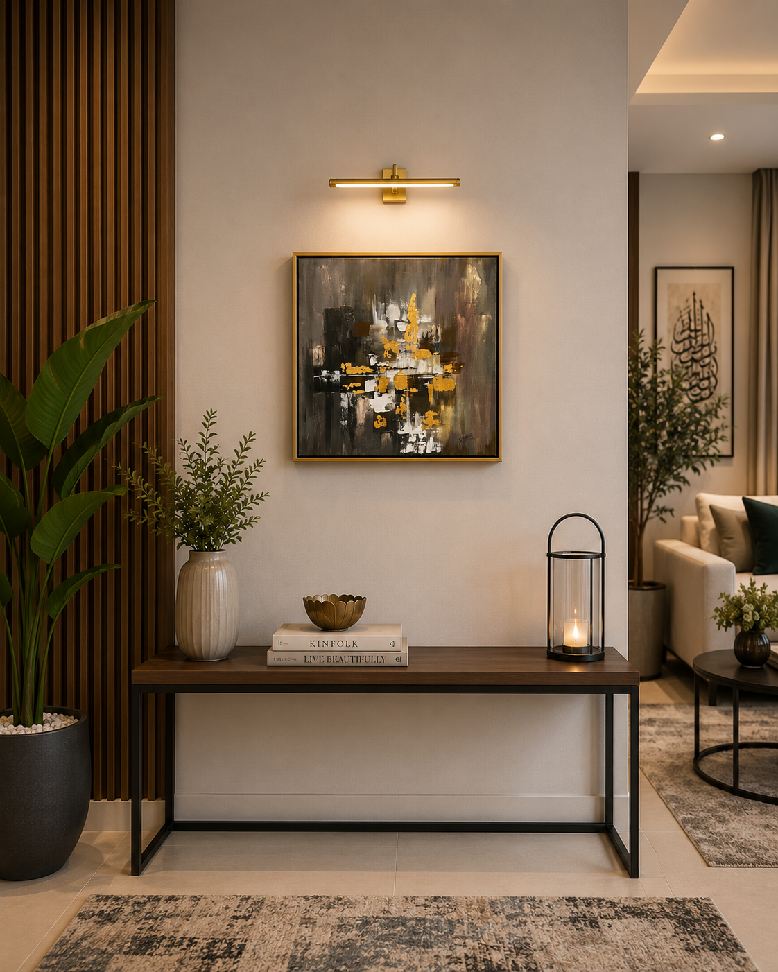 Abstract Gold Strokes – Contemporary Abstract Painting by Zirwa Mazhar