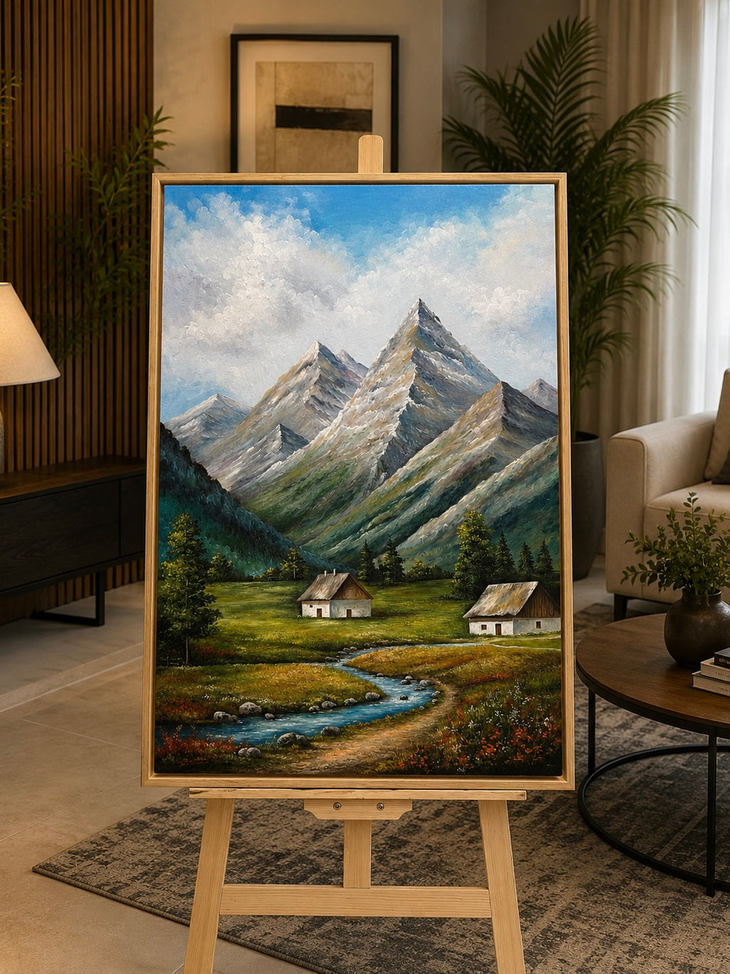 Mountain Valley Landscape – Original Oil Painting on Canvas