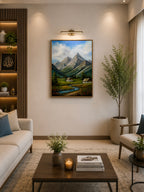 Mountain Valley Landscape – Original Oil Painting on Canvas
