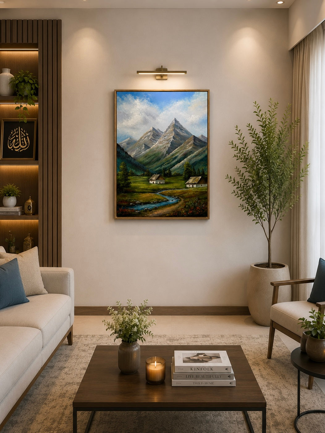 Mountain Valley Landscape – Original Oil Painting on Canvas